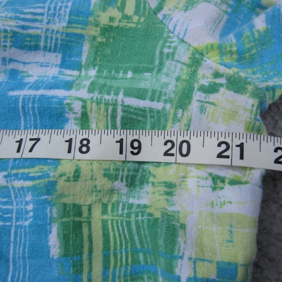 Chritopher & Banks Shirt Women's XL Button Up Linen‎ Green Blue 3/4 sleeve Boho - Picture 10 of 14